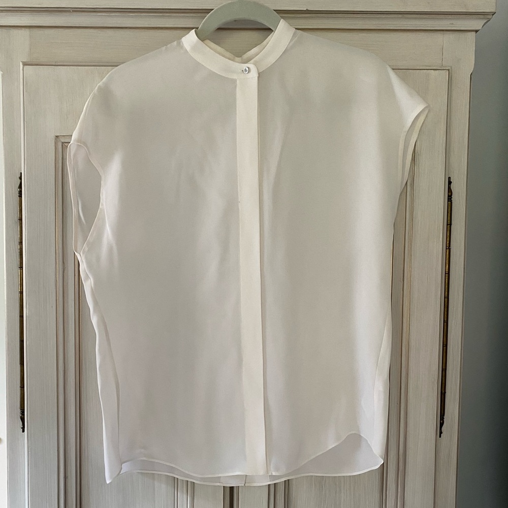 White Silk Vince Blouse, XS